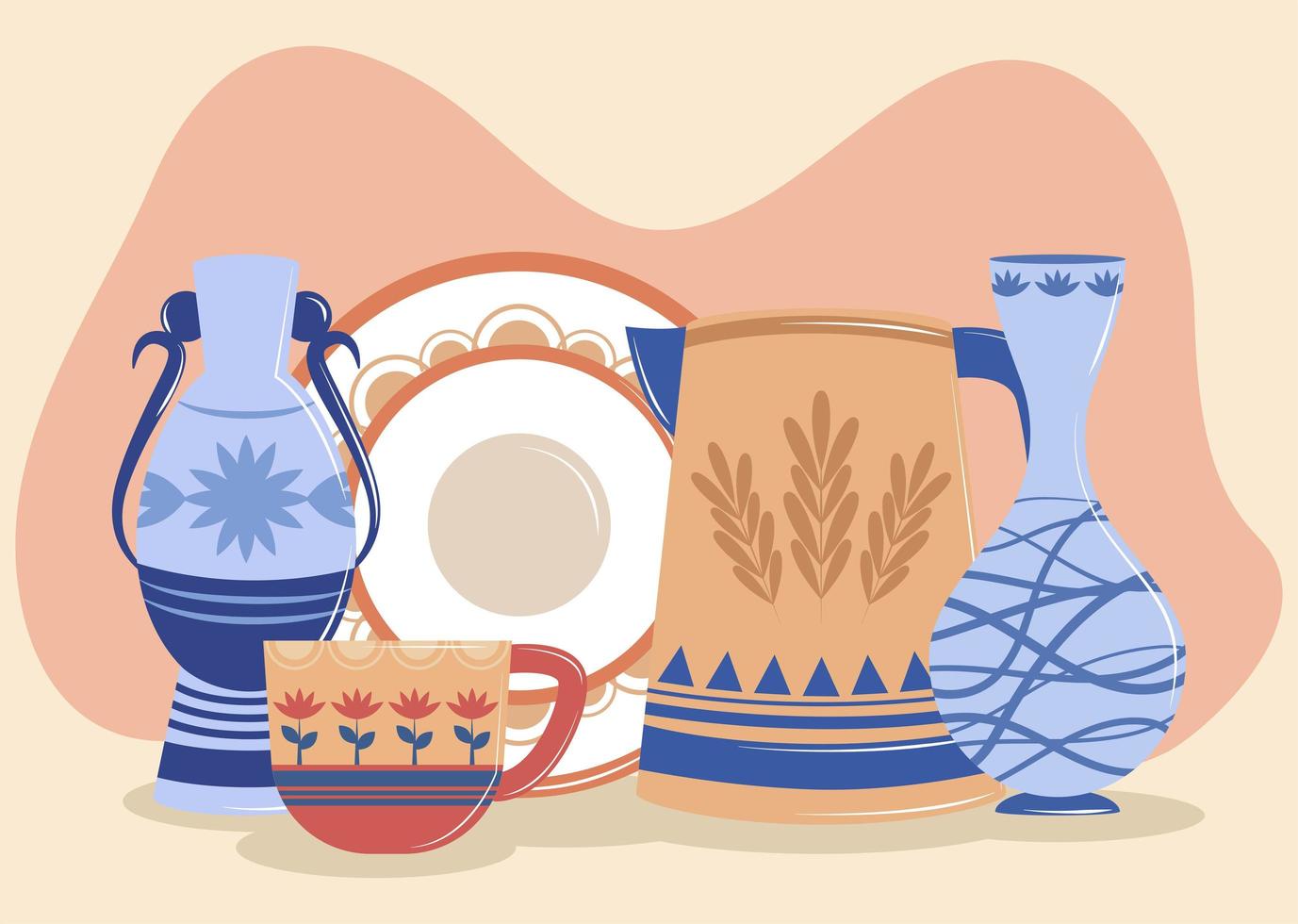 kitchen tableware pottery vector