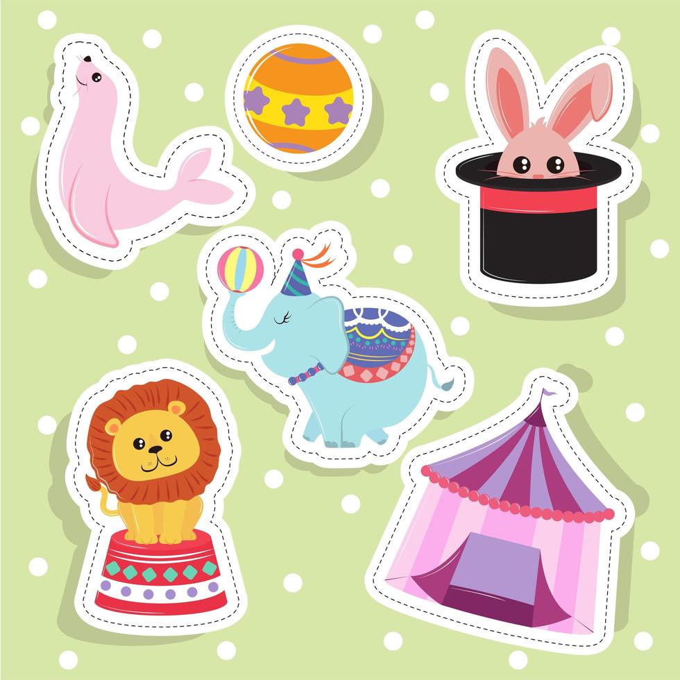 iconos de pegatinas de circo vector