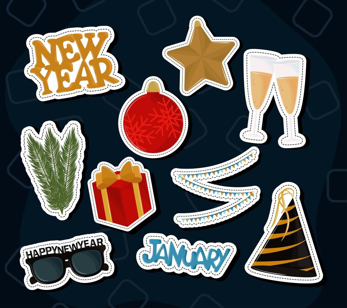 set of happy new year vector