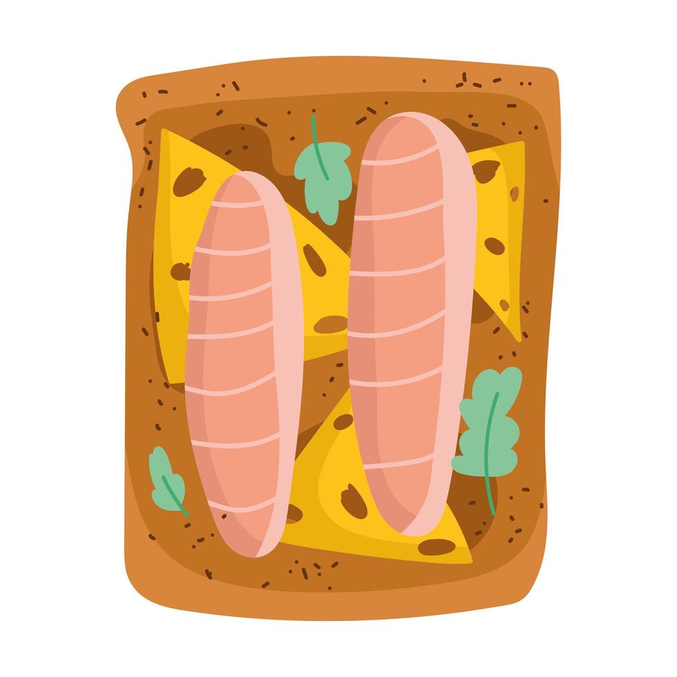 bread cheese and meat vector