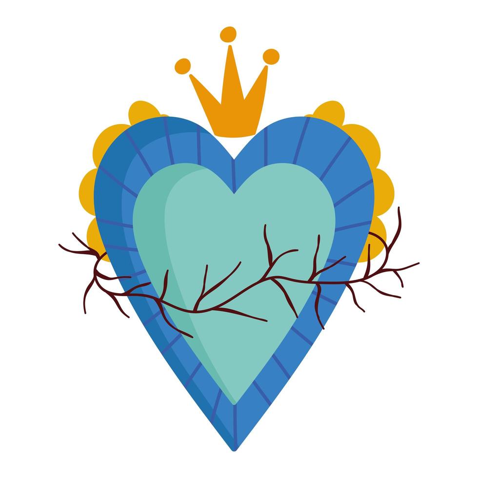 heart with thorns and crown vector
