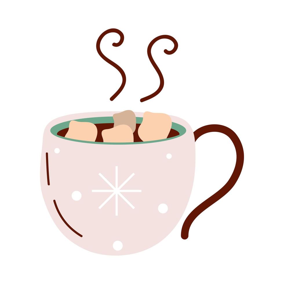 hot chocolate with marshmallows vector