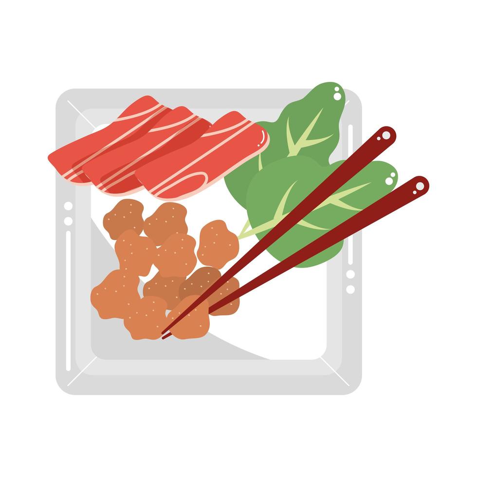 chinese food and chopsticks vector