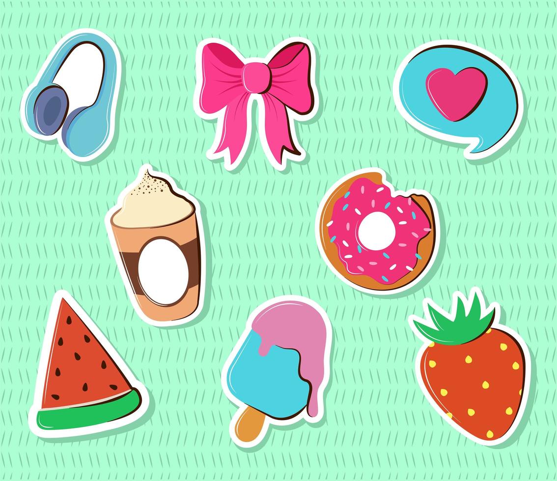 collection icons stickers vector