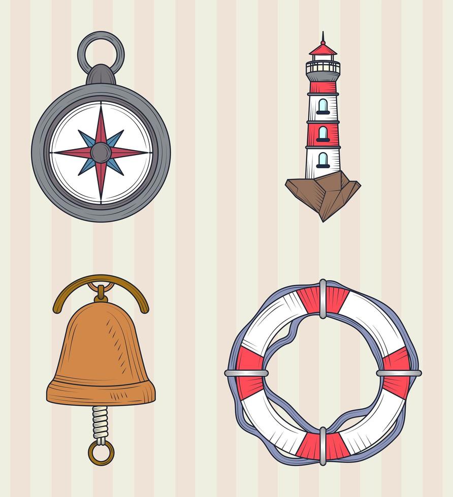 nautical icons set vector