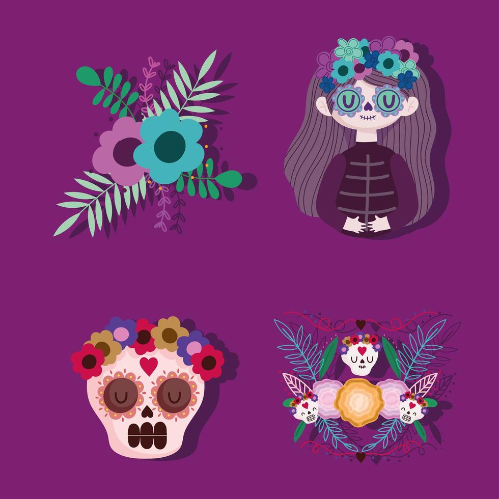 mexican catrina skull vector