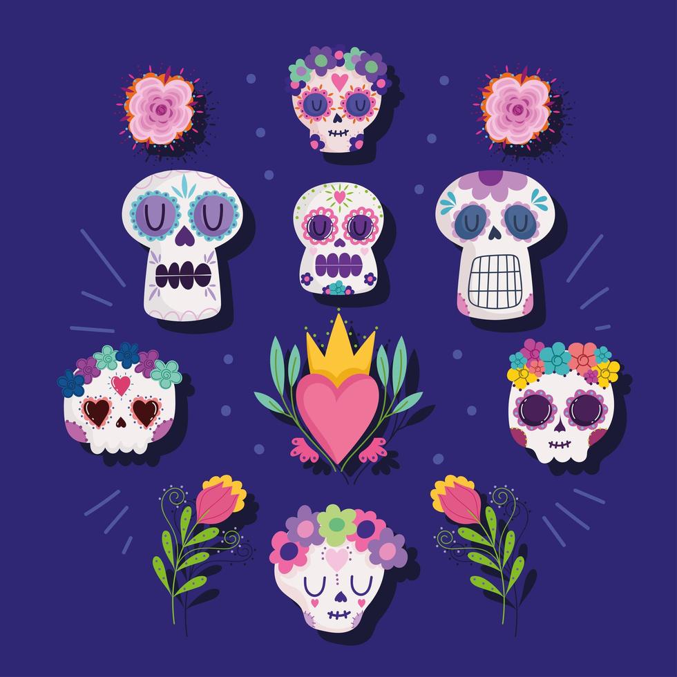 calavera mexicana tradicional vector