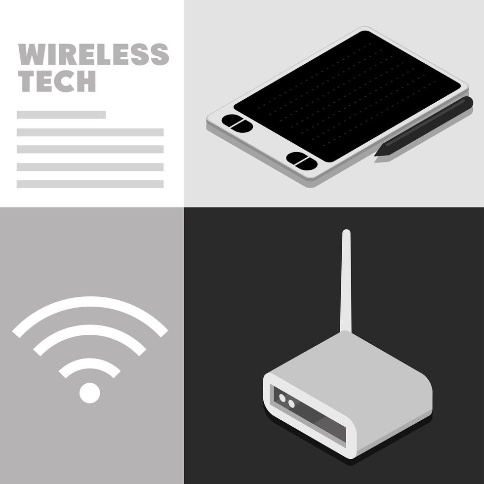 wireless tech tablet vector