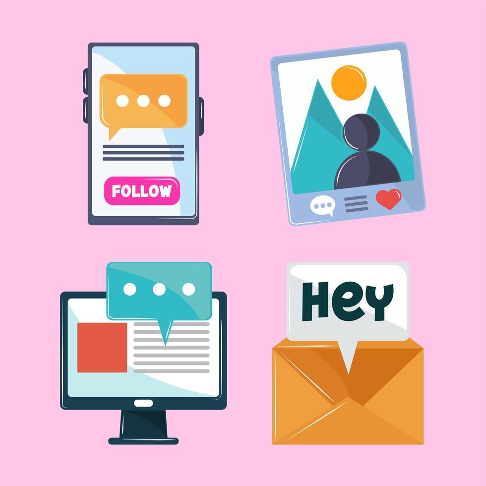 icons set of social media vector