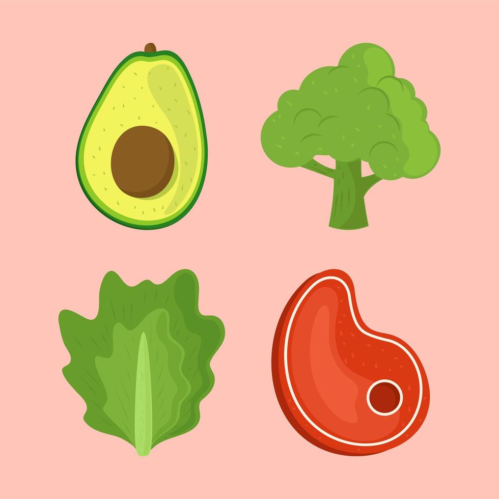 iconos comida nutricion vector