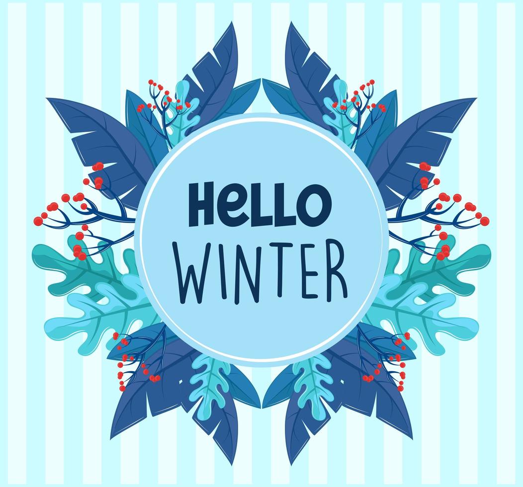 hello winter label vector