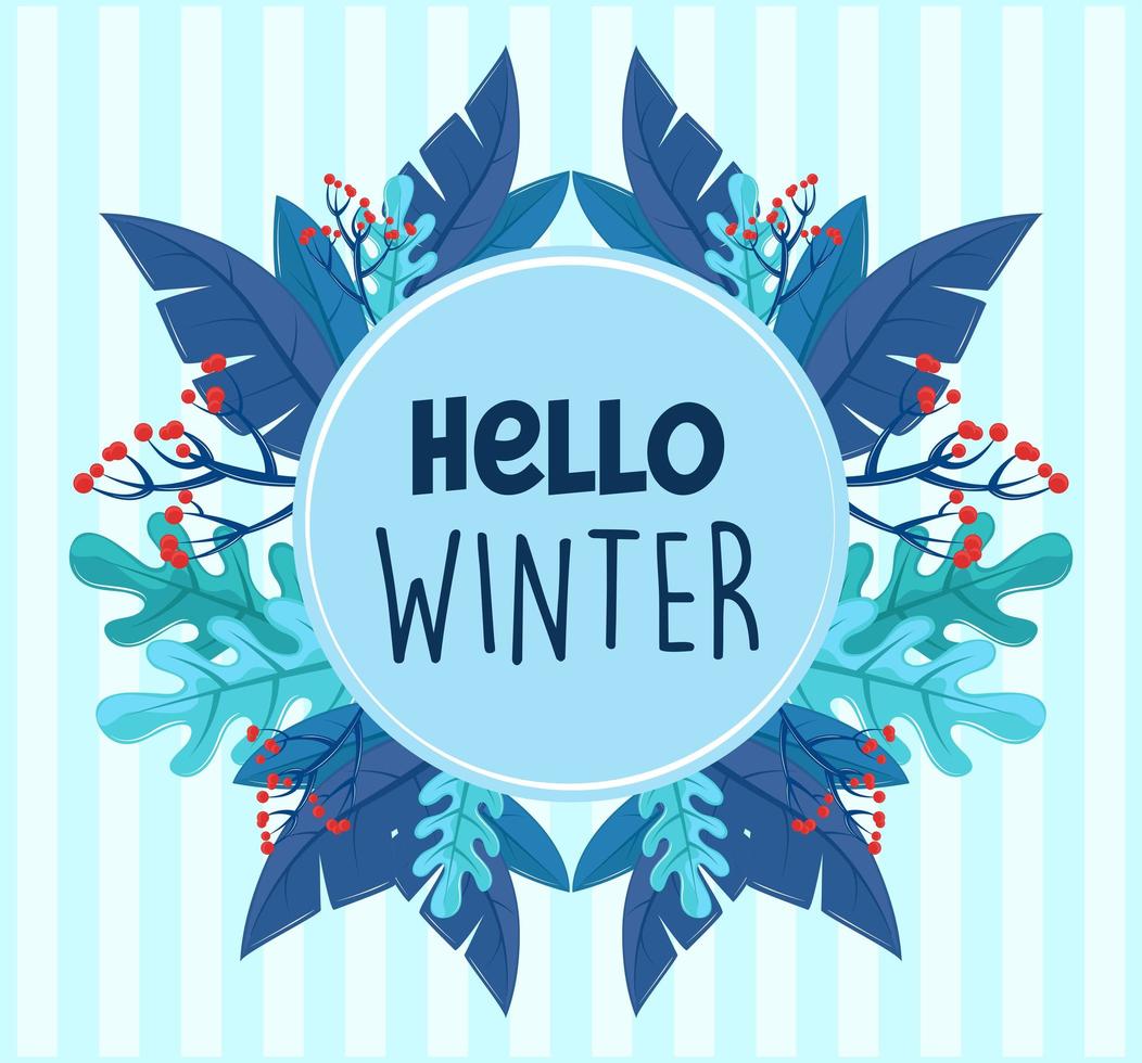 hello winter label vector