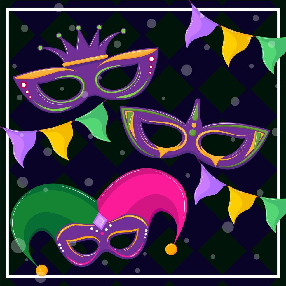 Mardi Gras masks vector