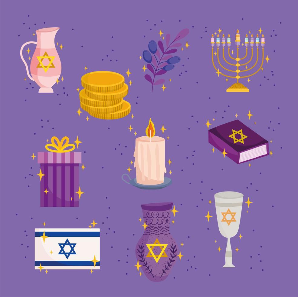 set of festive hanukkah vector