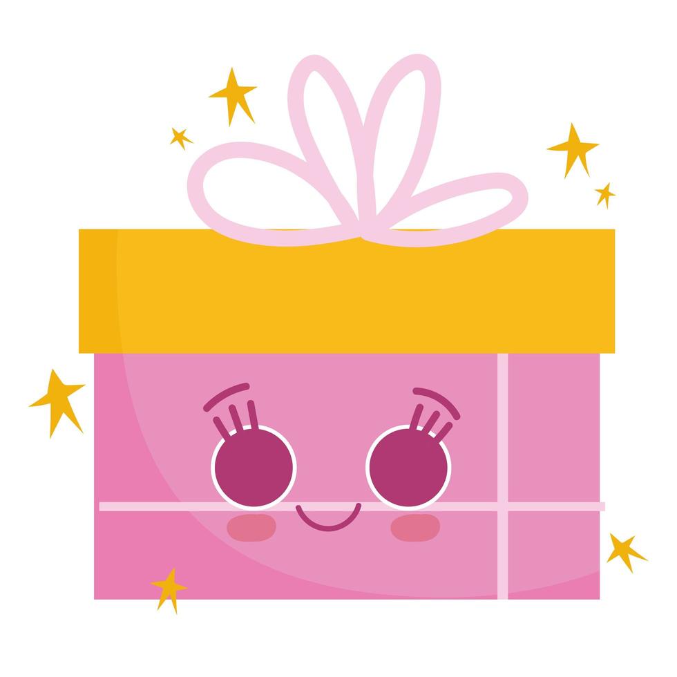 kawaii gift box vector