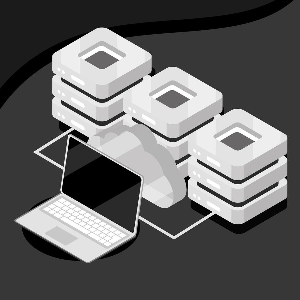 laptop database isometric vector