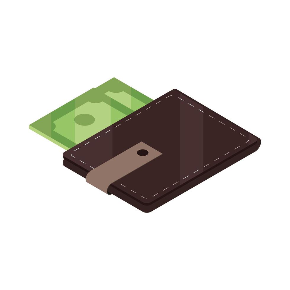 billetera con dinero vector