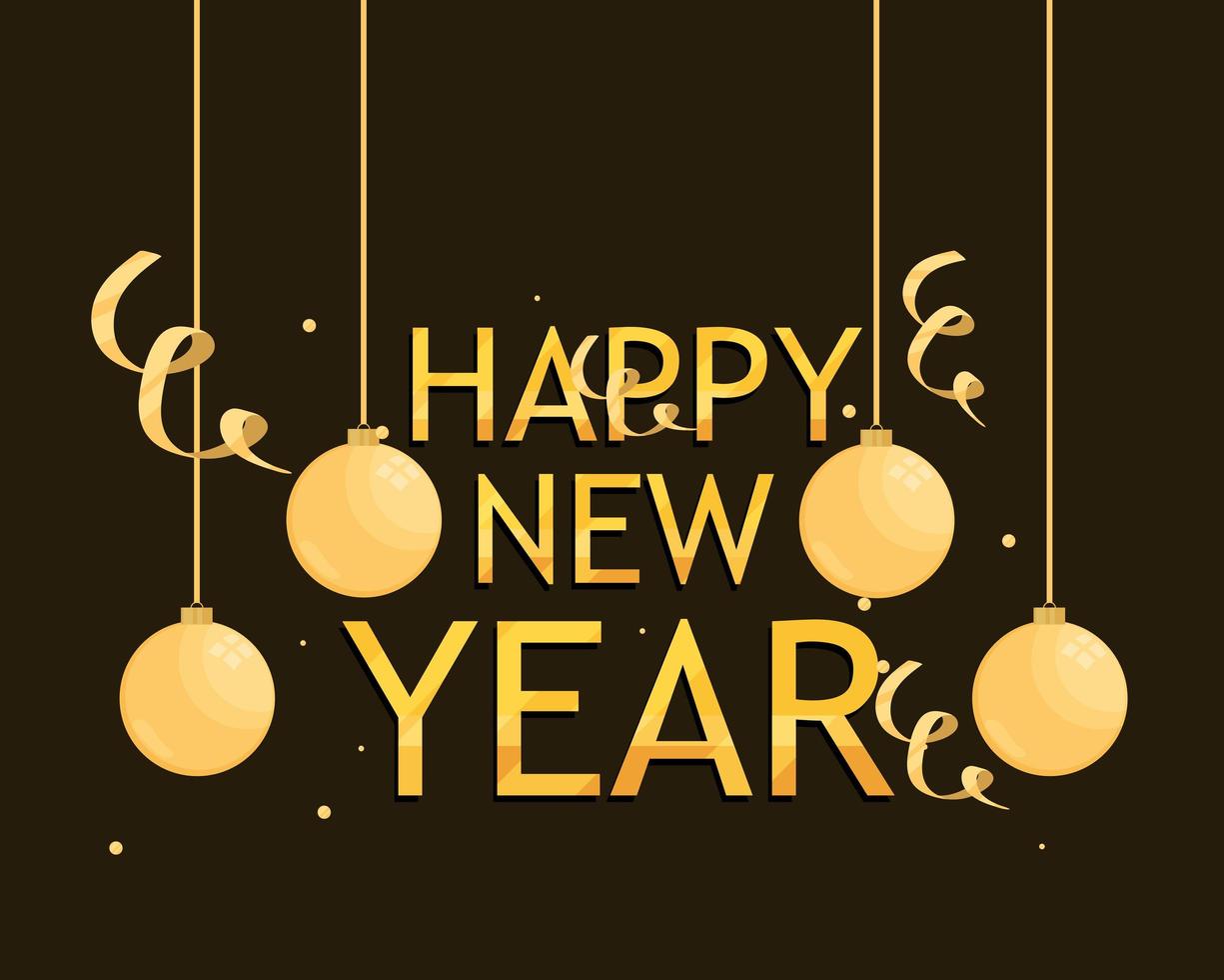 happy new year golden card vector