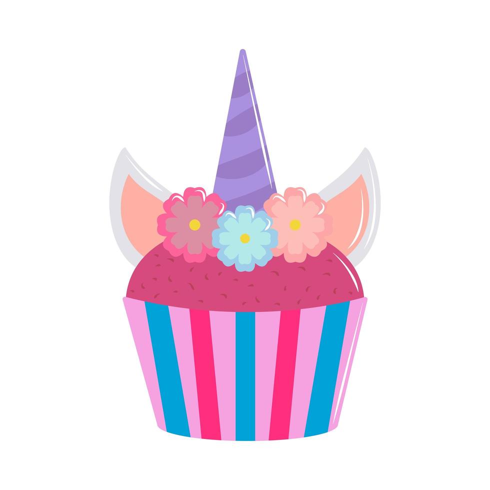 cupcake unicorn horn vector