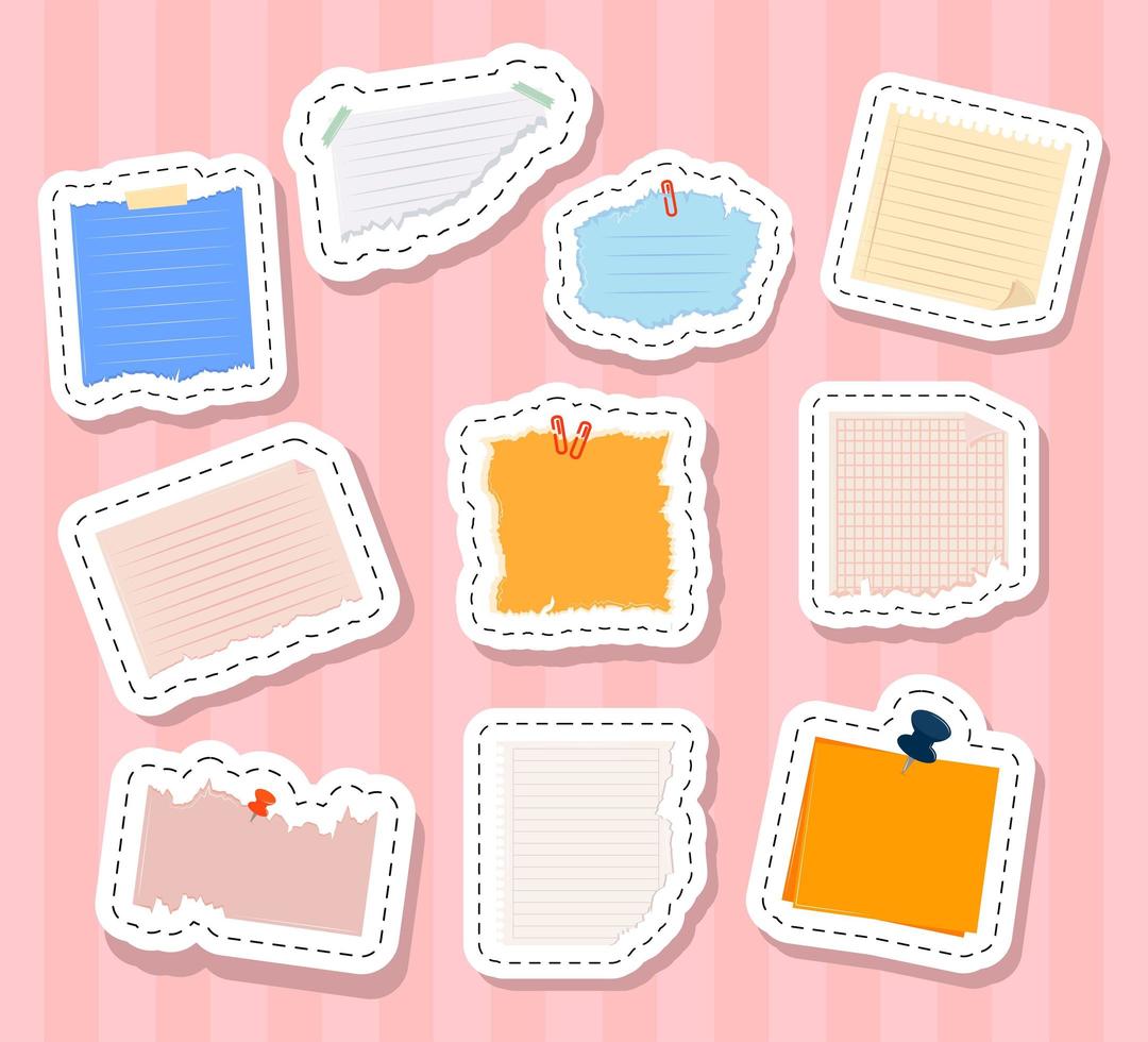 stickers of torn papers vector