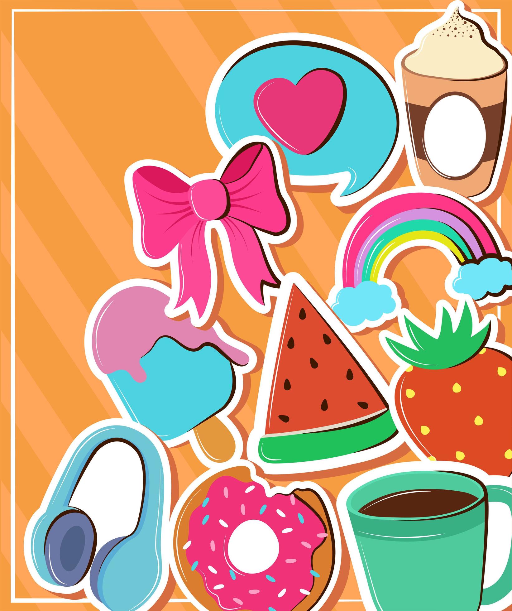 cute stickers background 6101377 Vector Art at Vecteezy