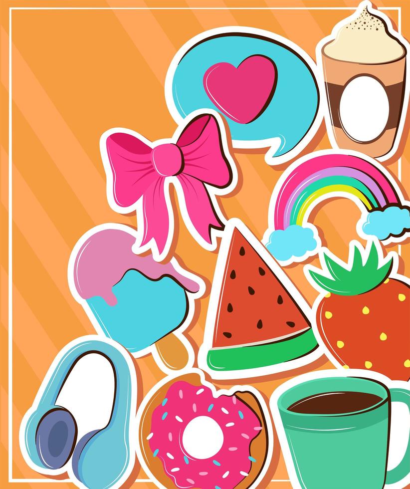 cute stickers background vector