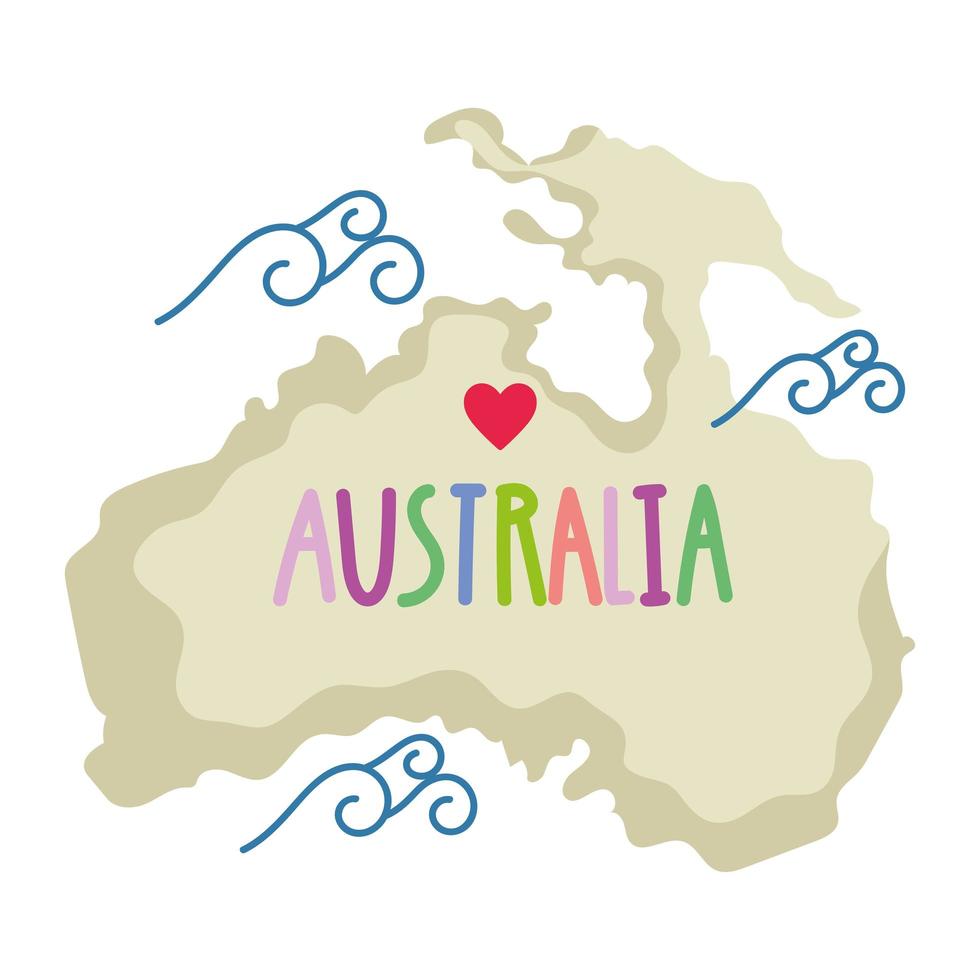 australia lettering on map vector