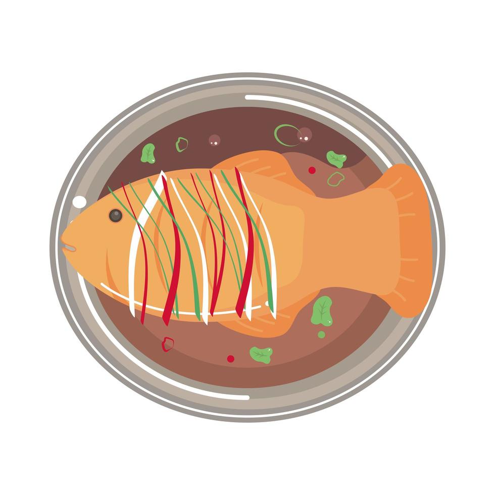 sopa con pescado vector