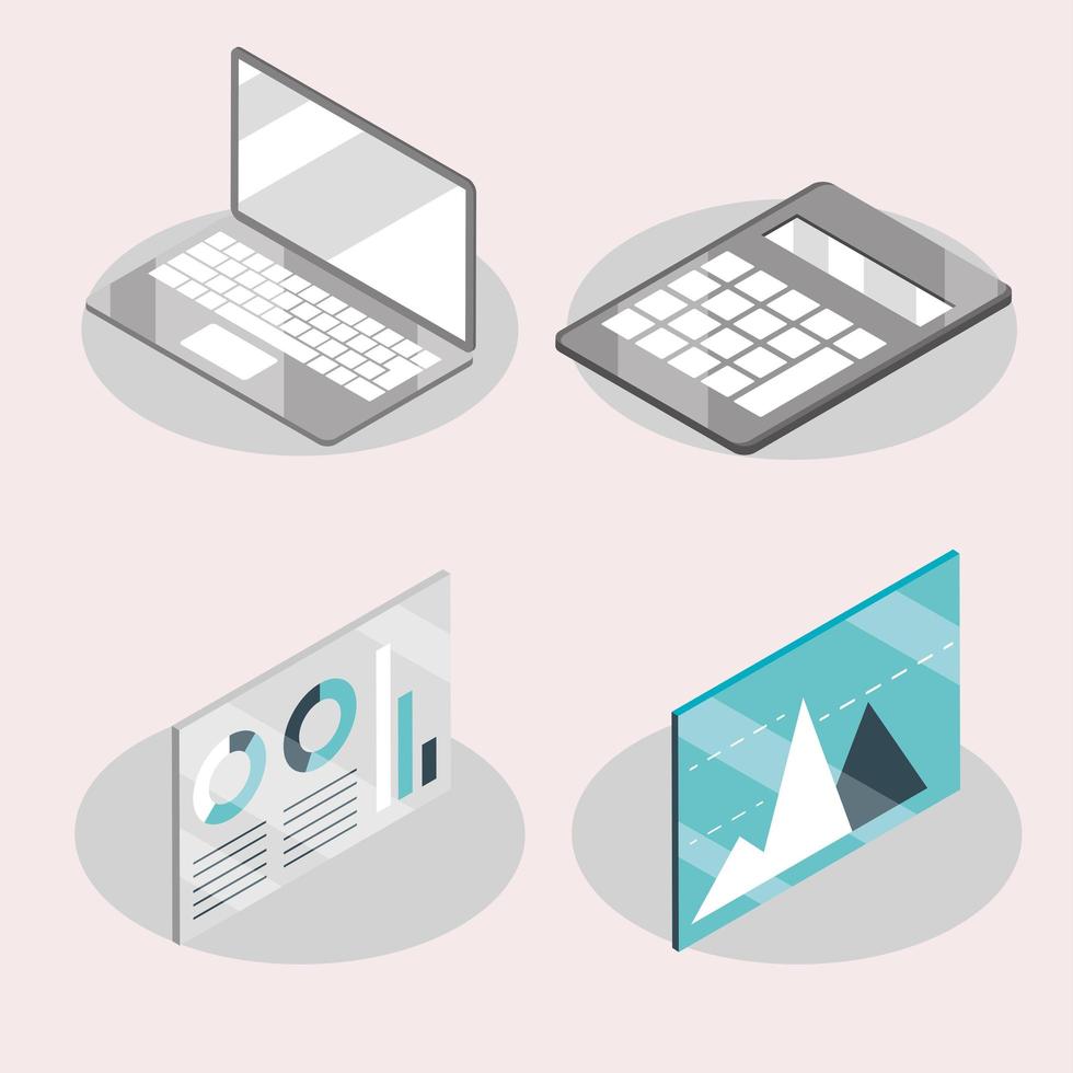 conjunto de iconos informe de negocios vector