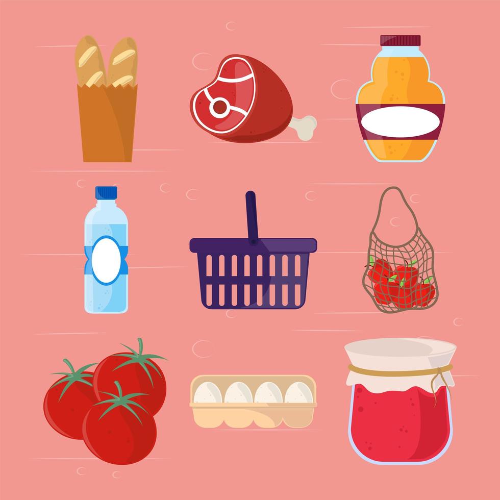 fresh grocery purchase vector