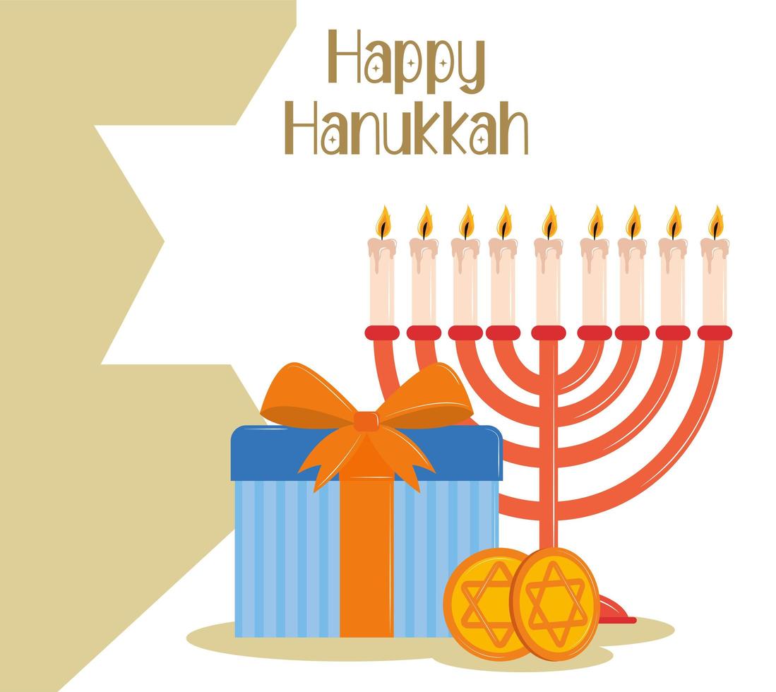 feliz tarjeta de hanukkah vector