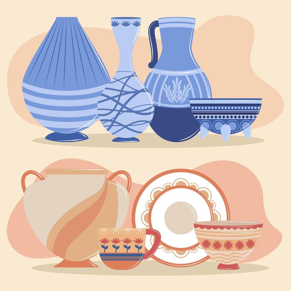 vases and amphora vector