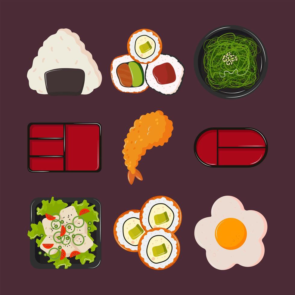 iconos de menú japonés vector