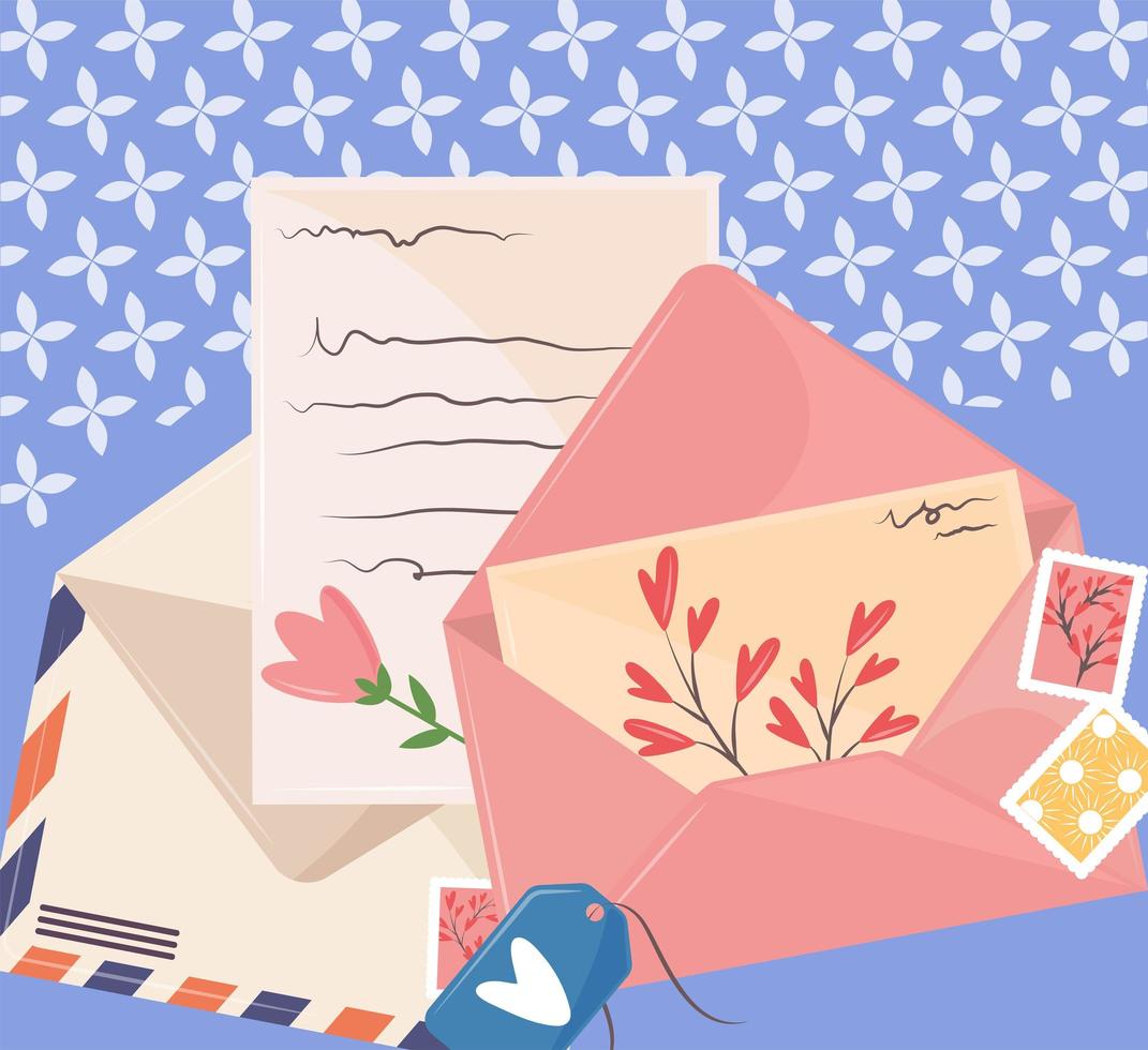 craft paper letters and mail vector