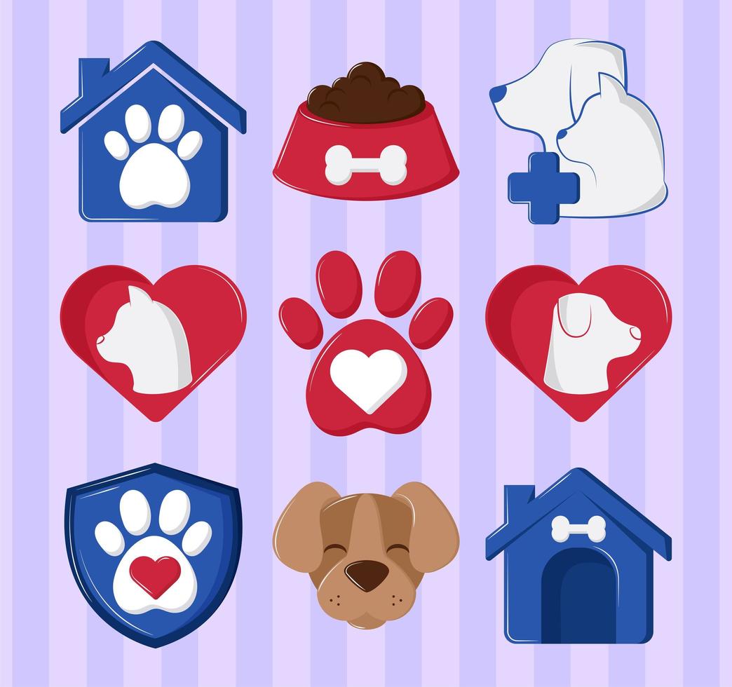set pets care and love vector