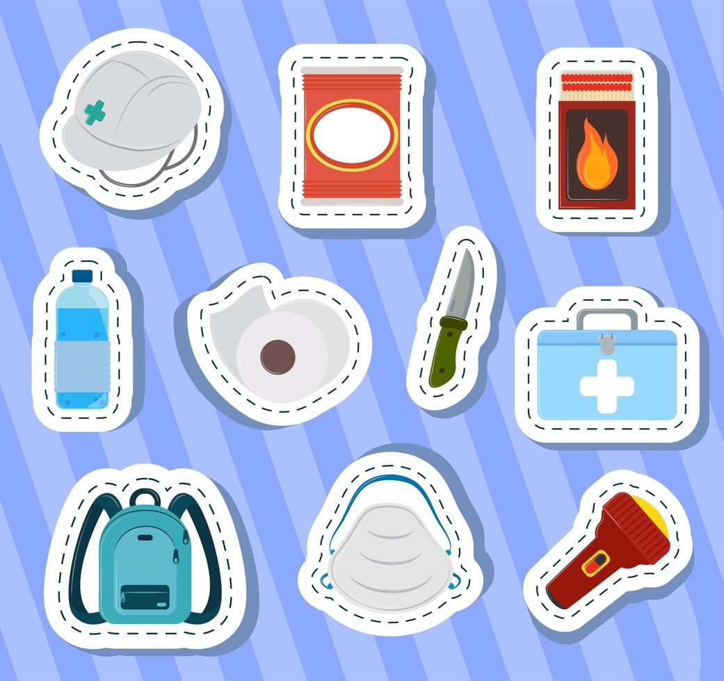 disaster preparedness stickers vector