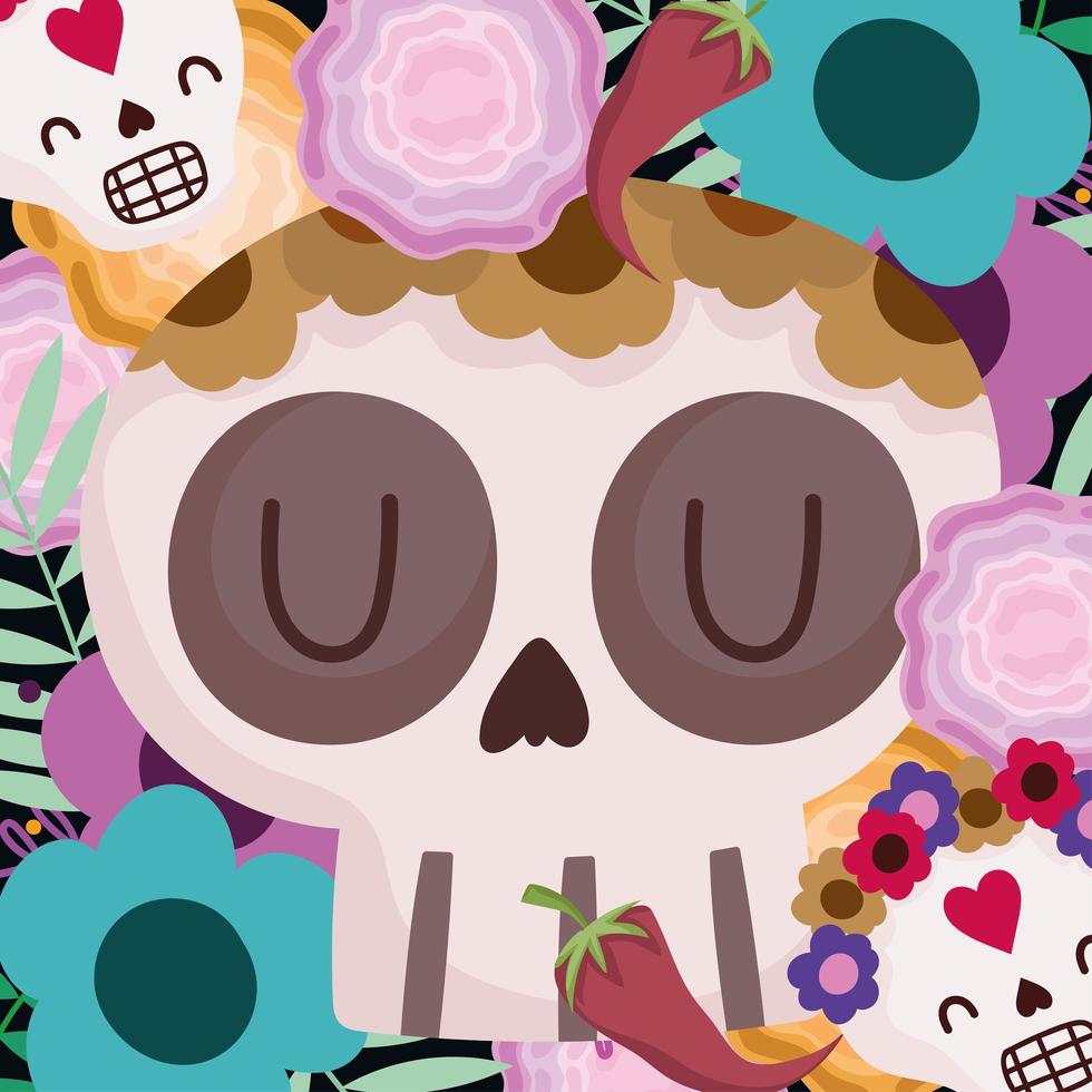 mexican tradition skulls vector