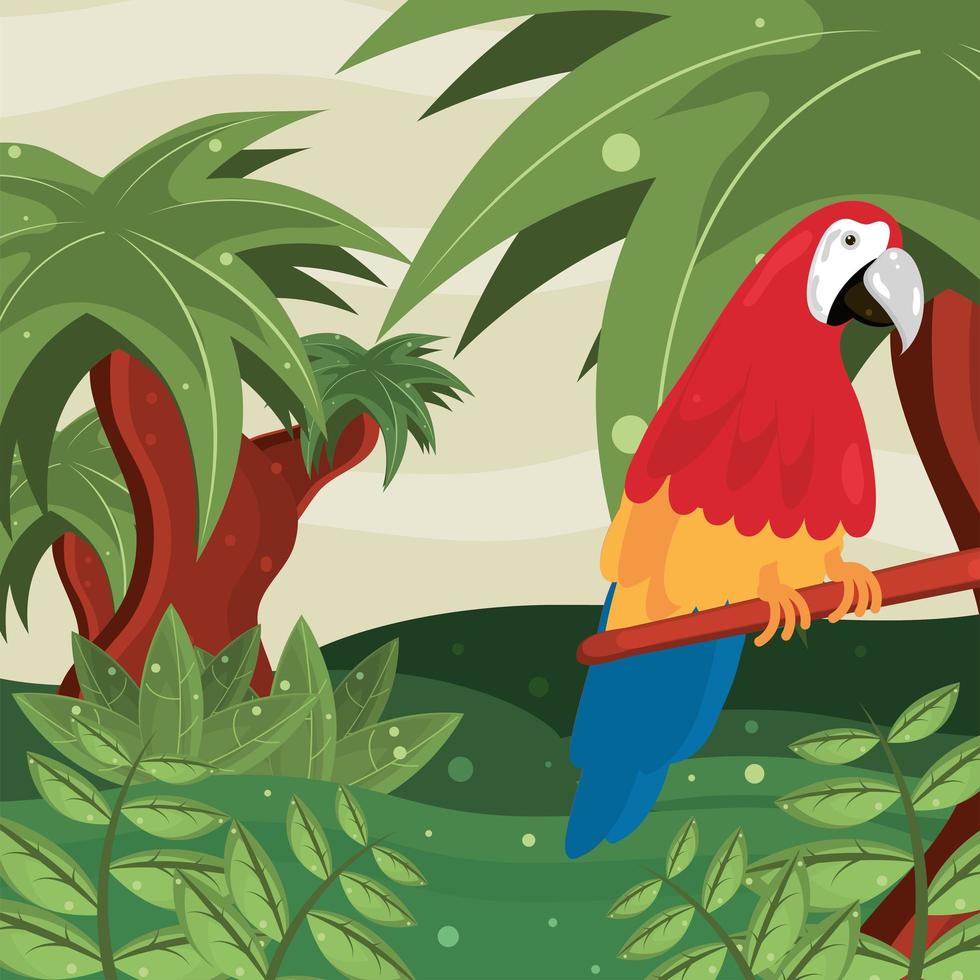 guacamayo en rama vector