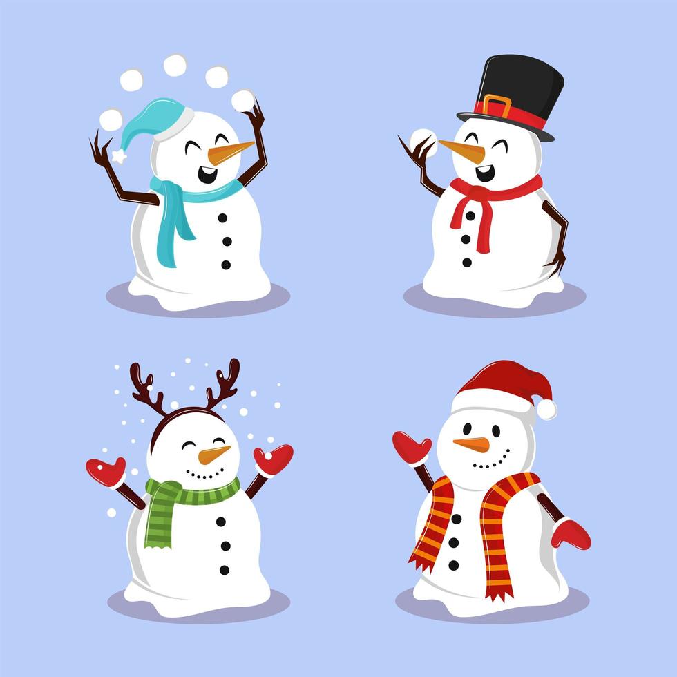 cute snowman icons vector