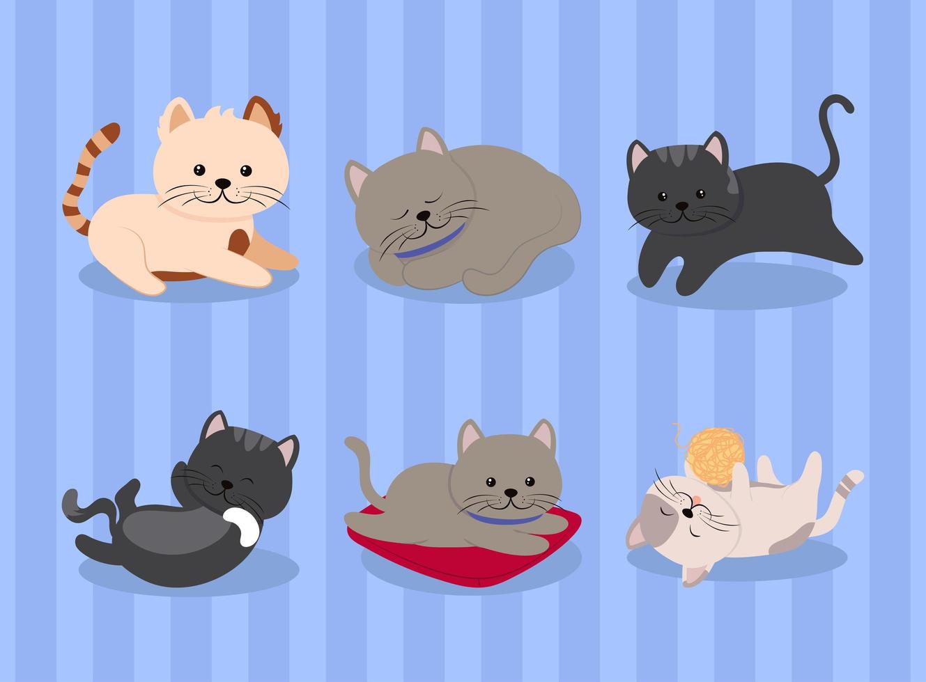 set cute cats vector