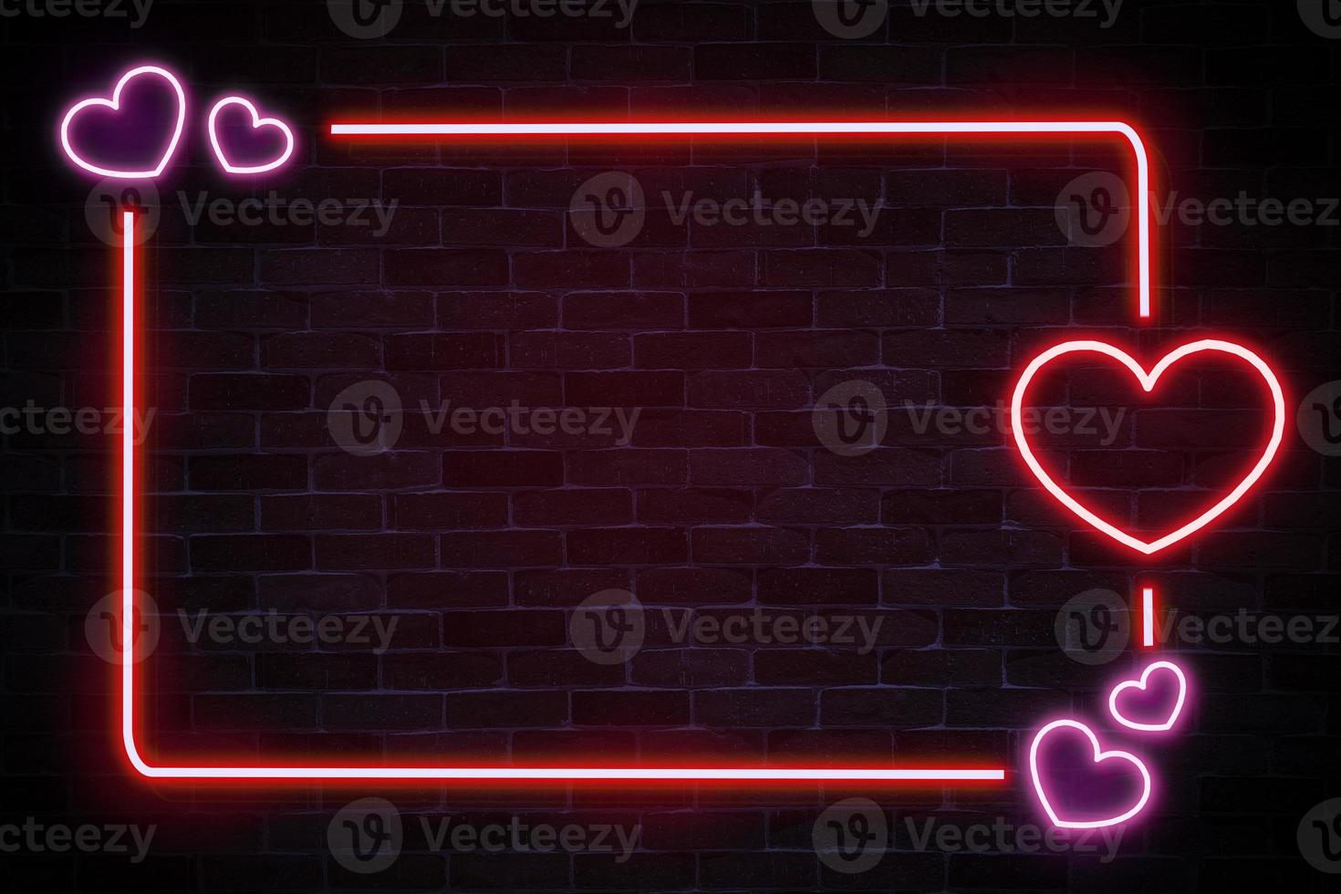 Heart frame neon banner with copy space. photo