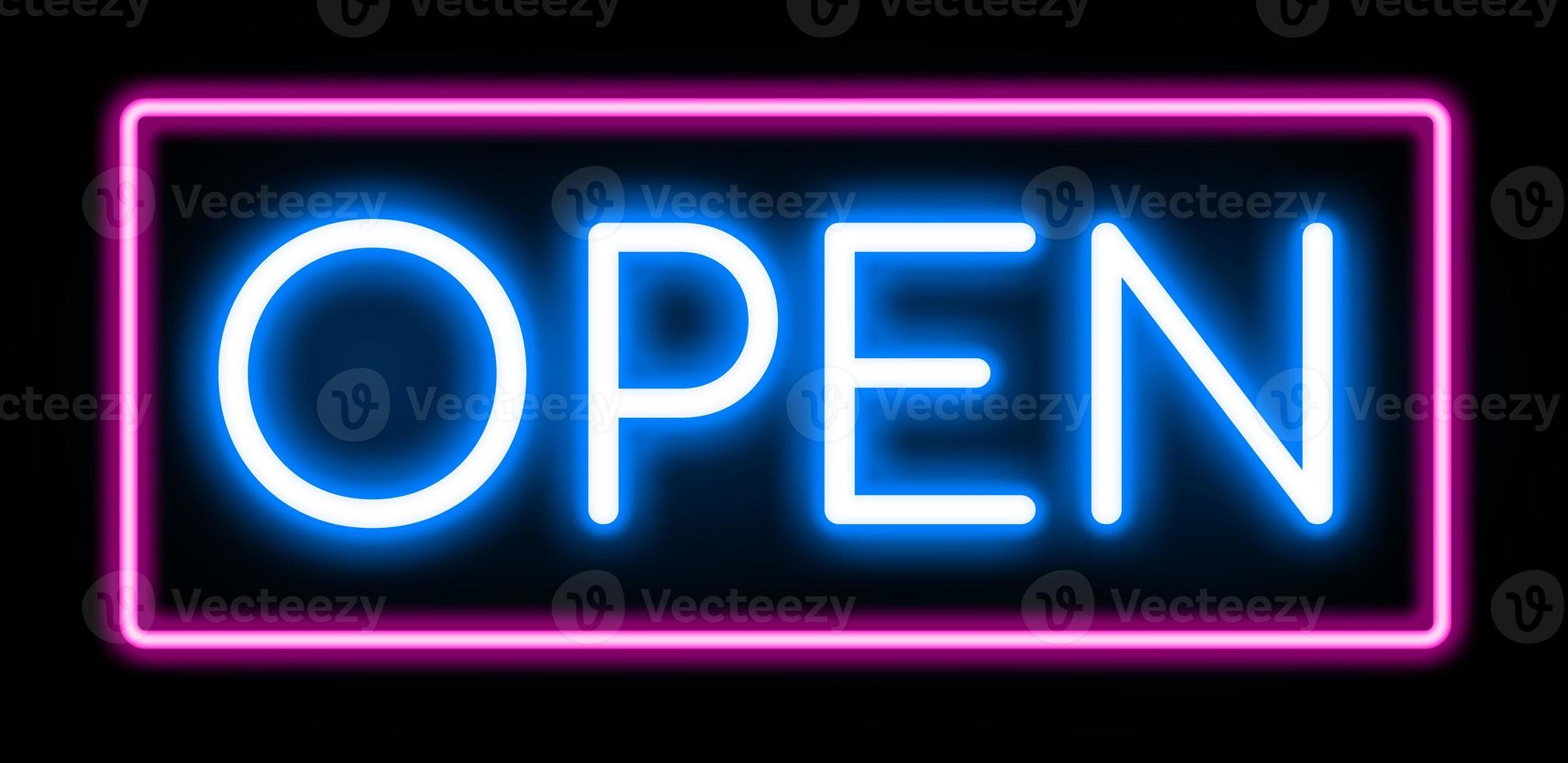 Open neon banner. photo