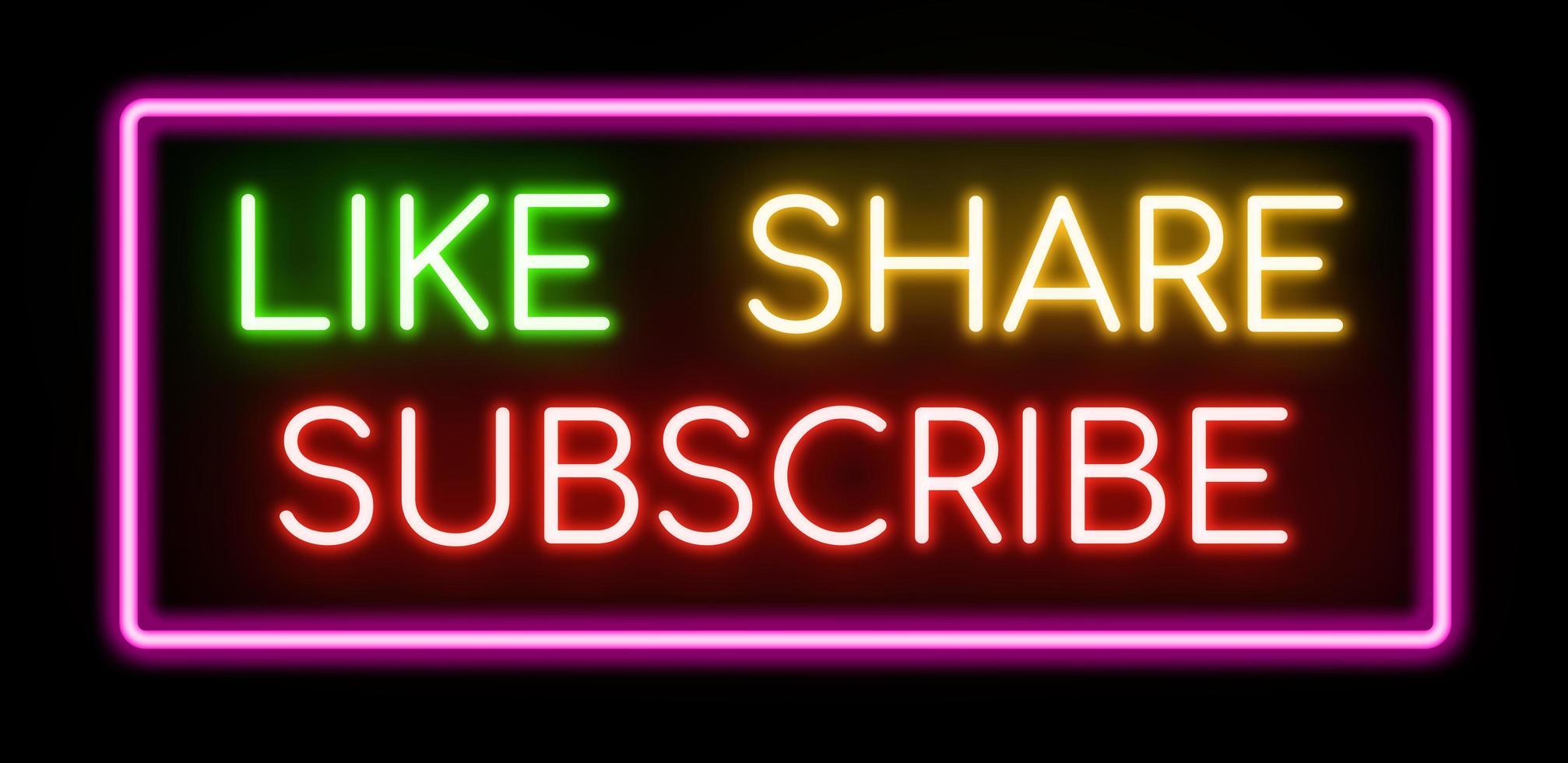 Like Share Subscribe neon banner. photo