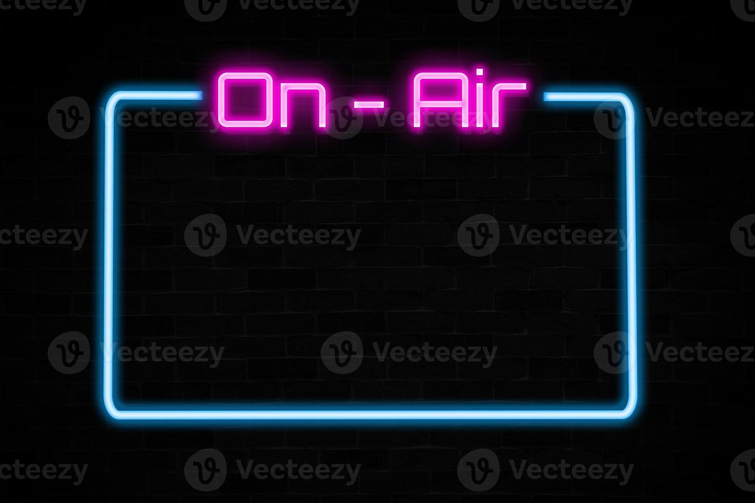 On Air neon banner with empty frame. photo