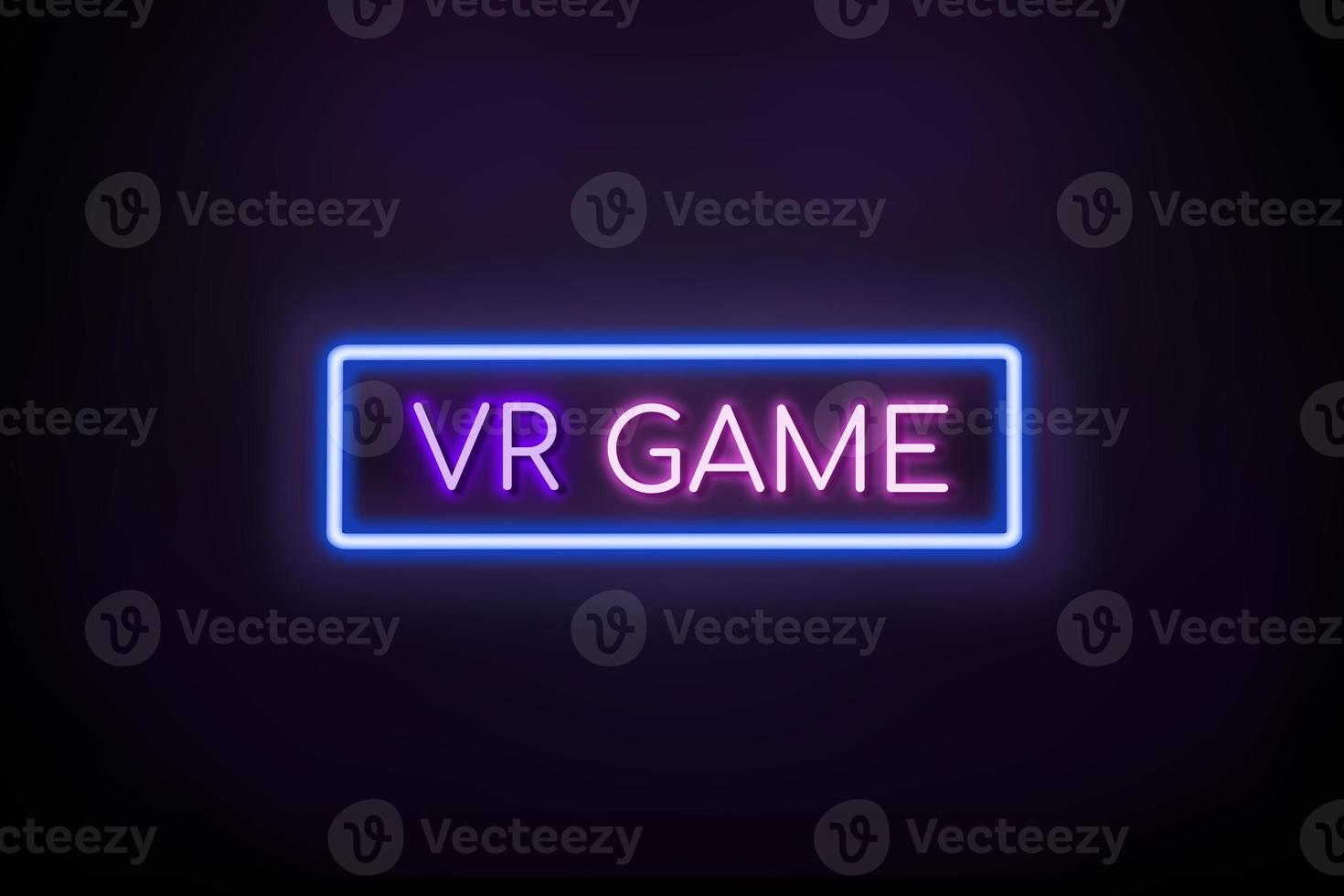 banner de neón del juego vr. foto