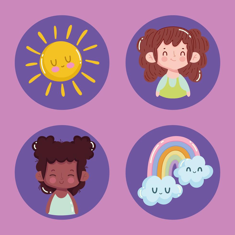 cute childrens and rainbow vector