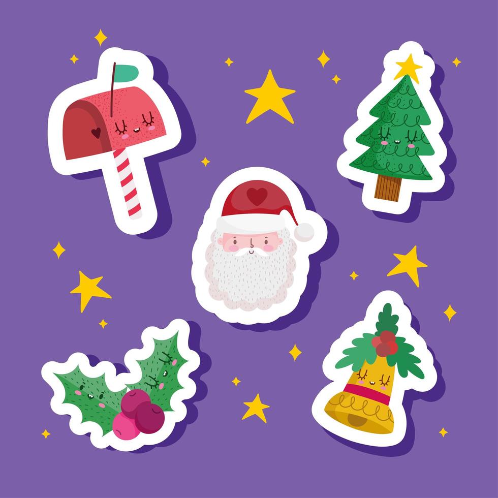 iconos navidad pegatinas vector