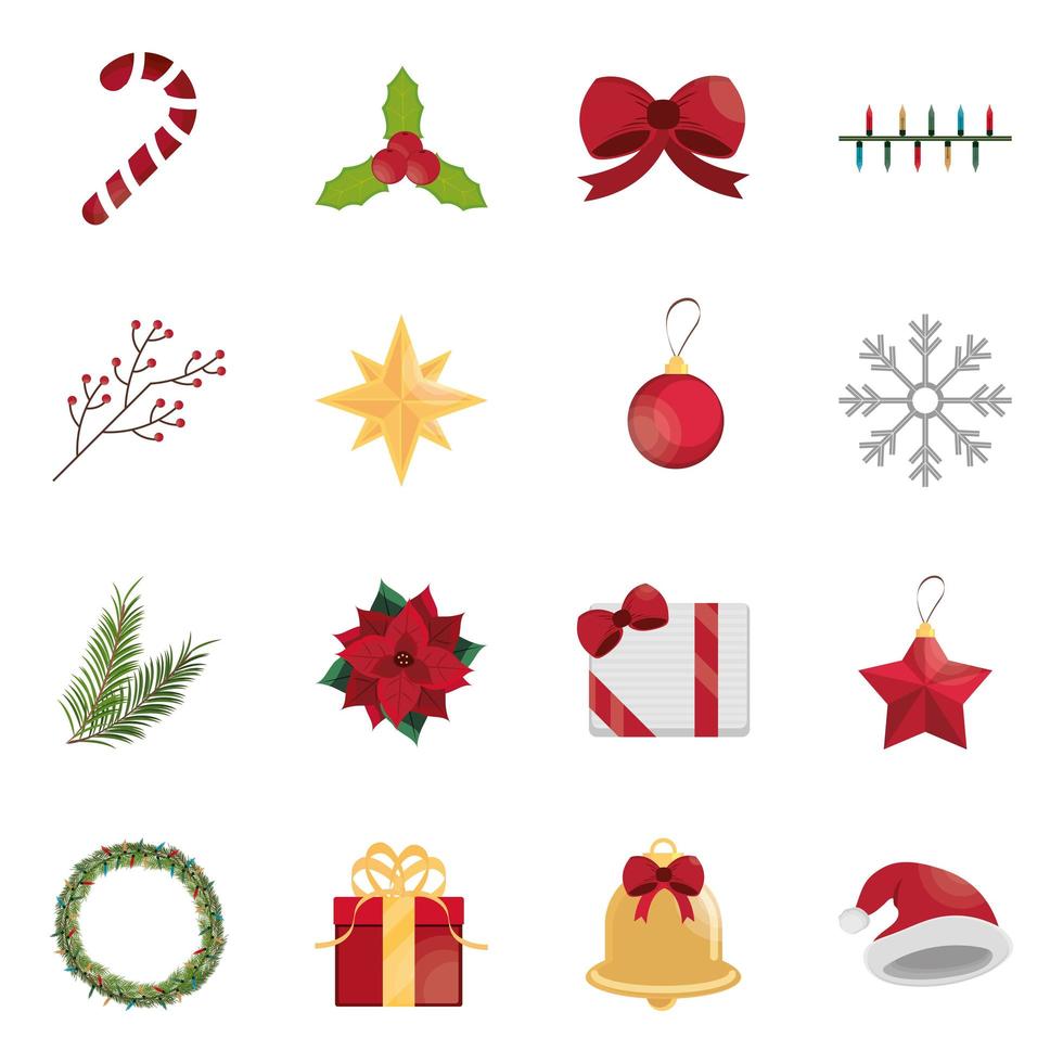 set of christmas season vector