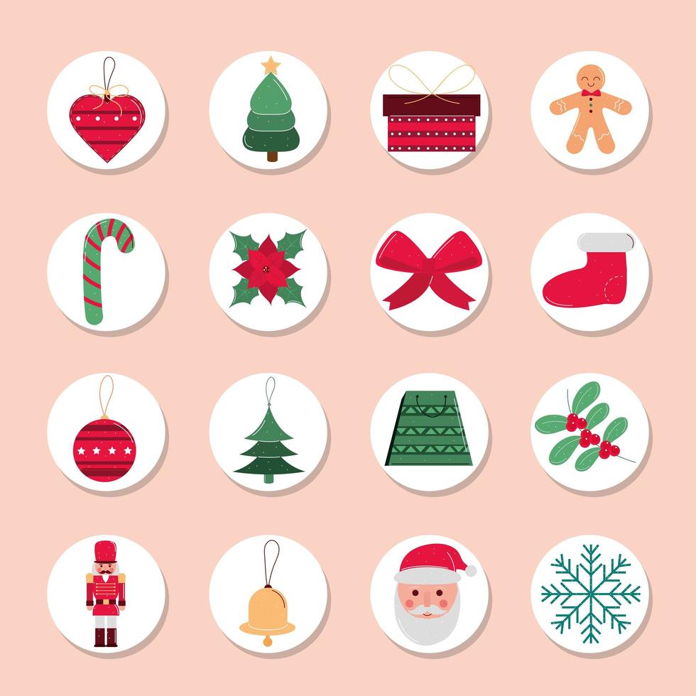iconos de la temporada navideña vector