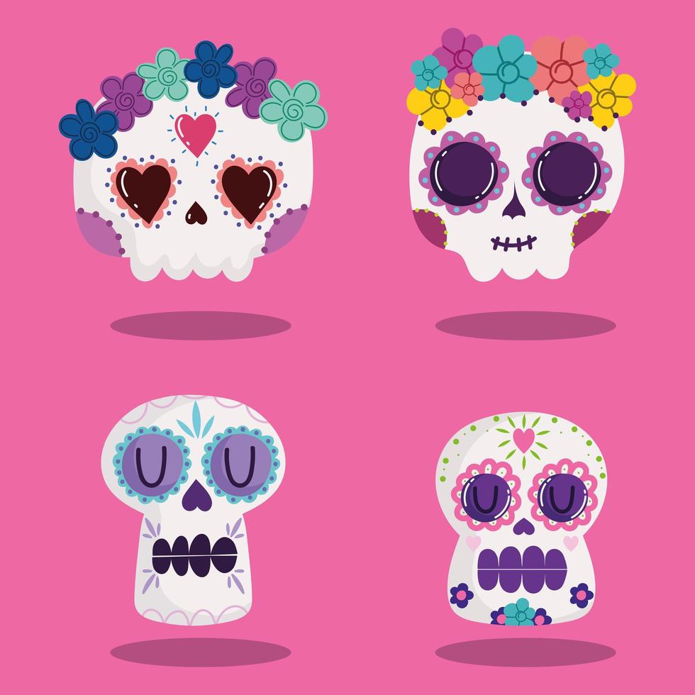 Set de calaveras decorativas mexicanas